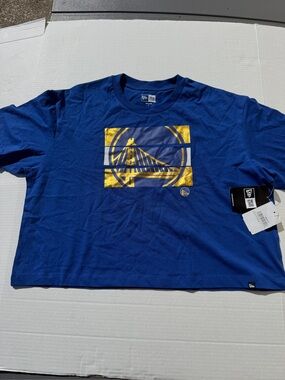 New Era Women’s Large Blue T-Shirt with Gold Warriors Logo